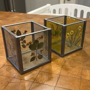 Vintage Pressed Flower Tea Light Votive Holders